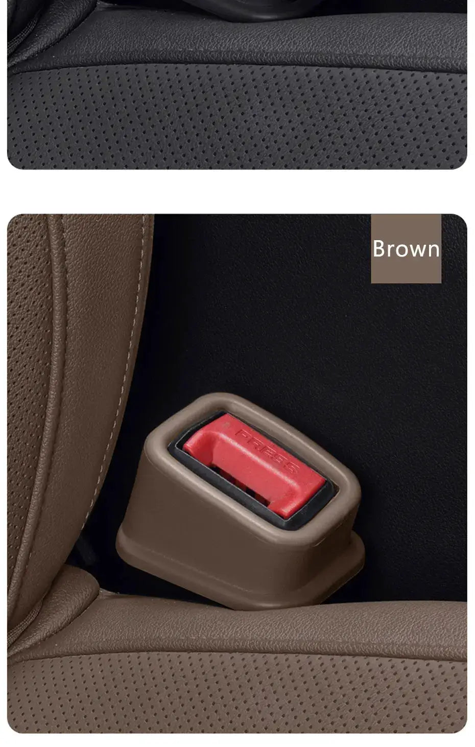 2PCS brown car seat belt buckle slot fixer, anti-slip silicone holder for auto interior