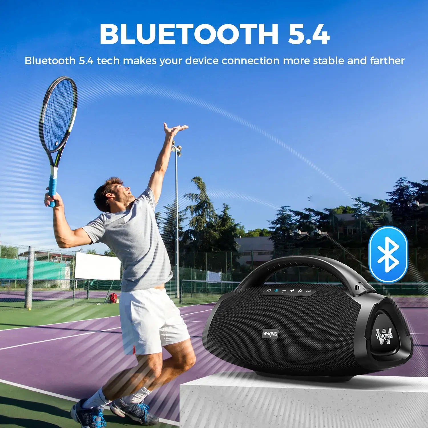W-KING X20 portable Bluetooth speaker, black outdoor boombox for large outdoor events