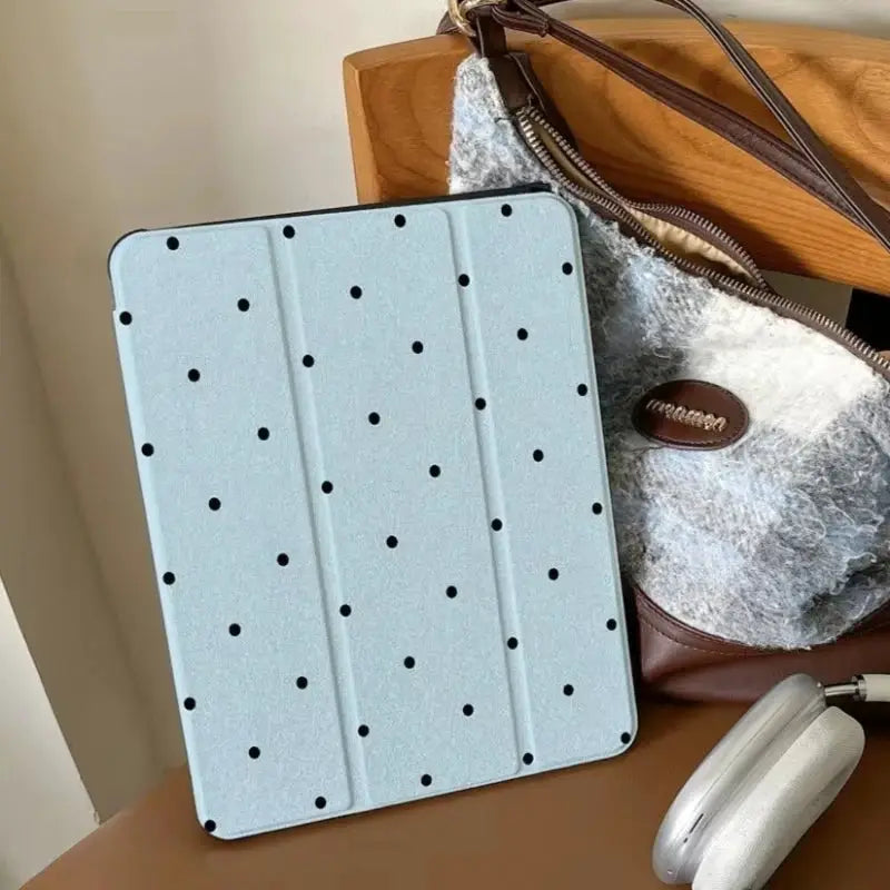 Polka Dot Pro Case Black Polka Dots Trifold Case For iPad Pro Air Mini And Standard Models With Stand Protection