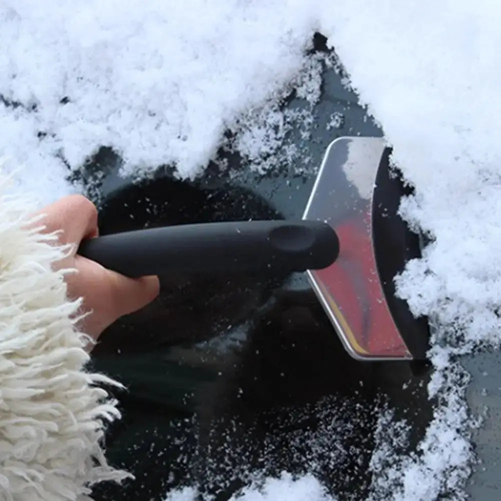 2pc car snow removal tool set with ice scraper, black handle and silver blade