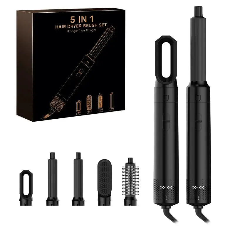 Simples Market 5 in 1 hair dryer brush set; black ionic styling tool with 5 attachments
