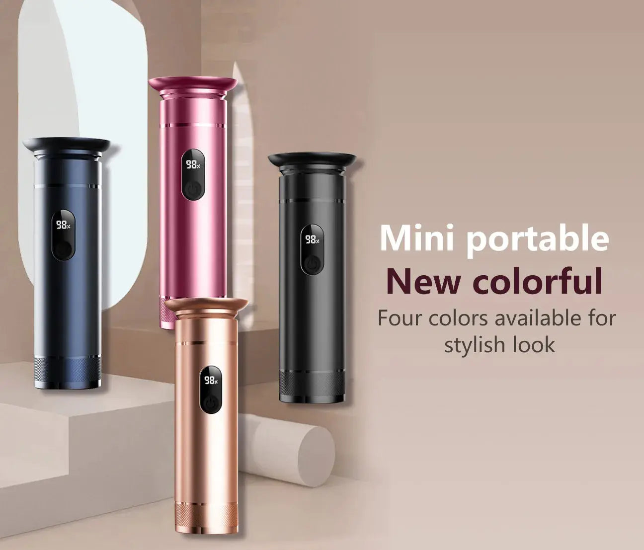 Simples Market aluminum alloy electric foot grinder; four color variants with dual power Type-C and battery.
