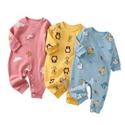 Newborn Baby Romper For 0 To 18 Months 100 Percent Cotton Long Sleeve Unisex Cute Cartoon Pattern For Autumn And Spring
