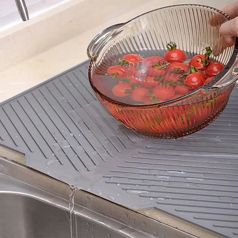 1 Pc Silicone Dish Drying Mat Non Slip Anti Scald Drain Mat For Kitchen Countertop Tableware Organizer