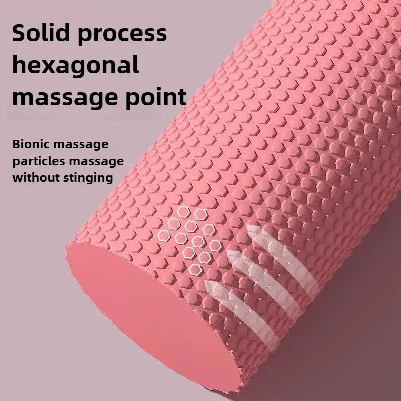 Eva Foam Yoga Roller Round Cylinder Hexagonal Shape Pilates And Home Workouts 9.6 Cm Diameter 30 Cm Length