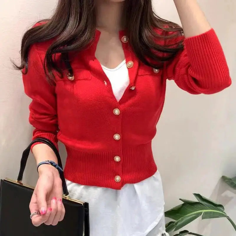 LuxeWeave Autumn Wool Cotton Blend Cardigan Coat For Women Slim Fit With Single Button Closure Knit