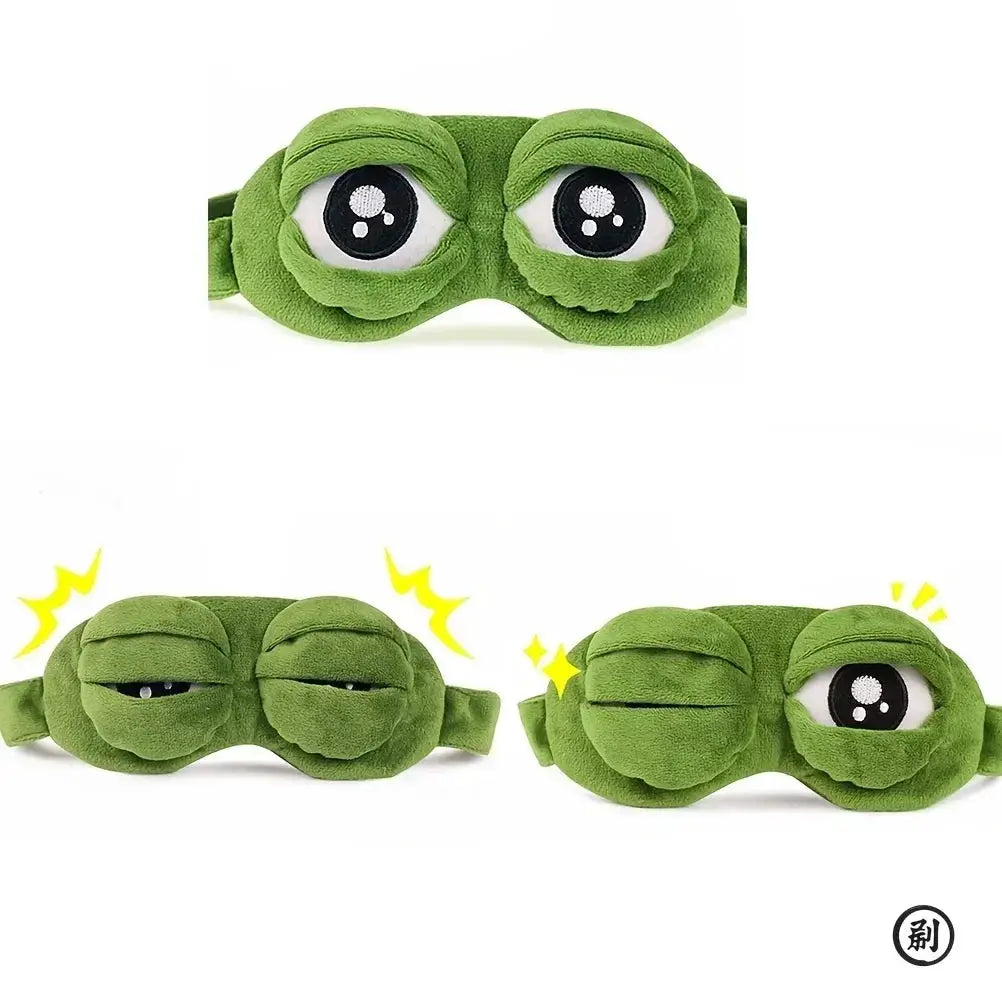 3D Frog Sleep Mask Cartoon Unisex Eyeshade Soft Portable Blindfold for Travel and Office Naps Comfortable Light Blocking