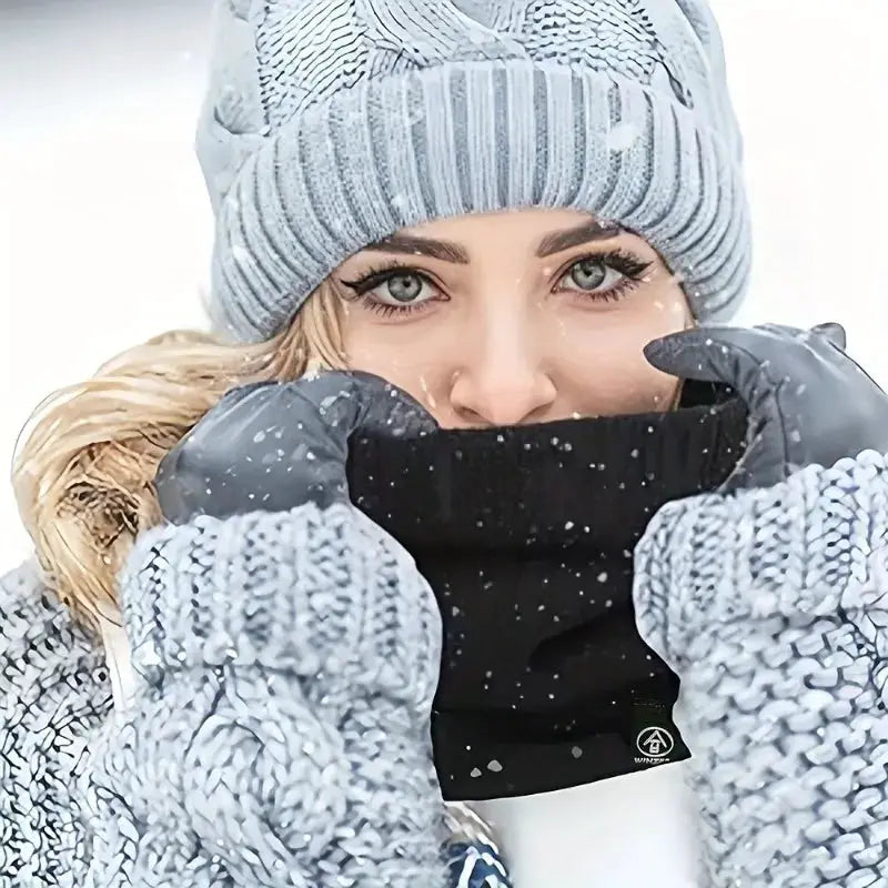 Unisex Winter Knitted Neck Warmer Thick Plush Warm Scarf Windproof Outdoor Skiing Running Hiking Neck Cover