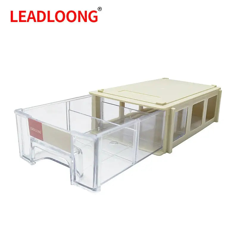 LEADLOONG screw parts organizer, beige plastic with clear drawers, 14x9x4 cm, 8/16 compartments bin by Simples Market