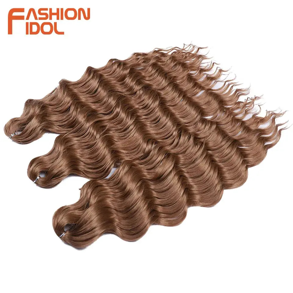 4-pack Anna 24 inch synthetic water-wave hair extensions, ombre blonde, deep wave crochet hair, Fashion Idol
