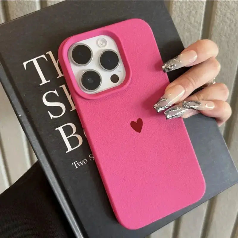 Simples Market pink heart soft TPU phone case for iPhone 11-17 Pro/Max series.