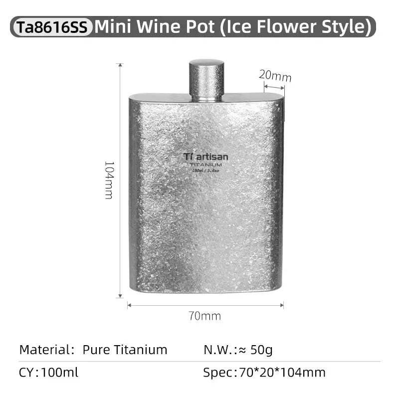Tiartisan titanium hip flask, 100ml, silver finish, by Simples Market