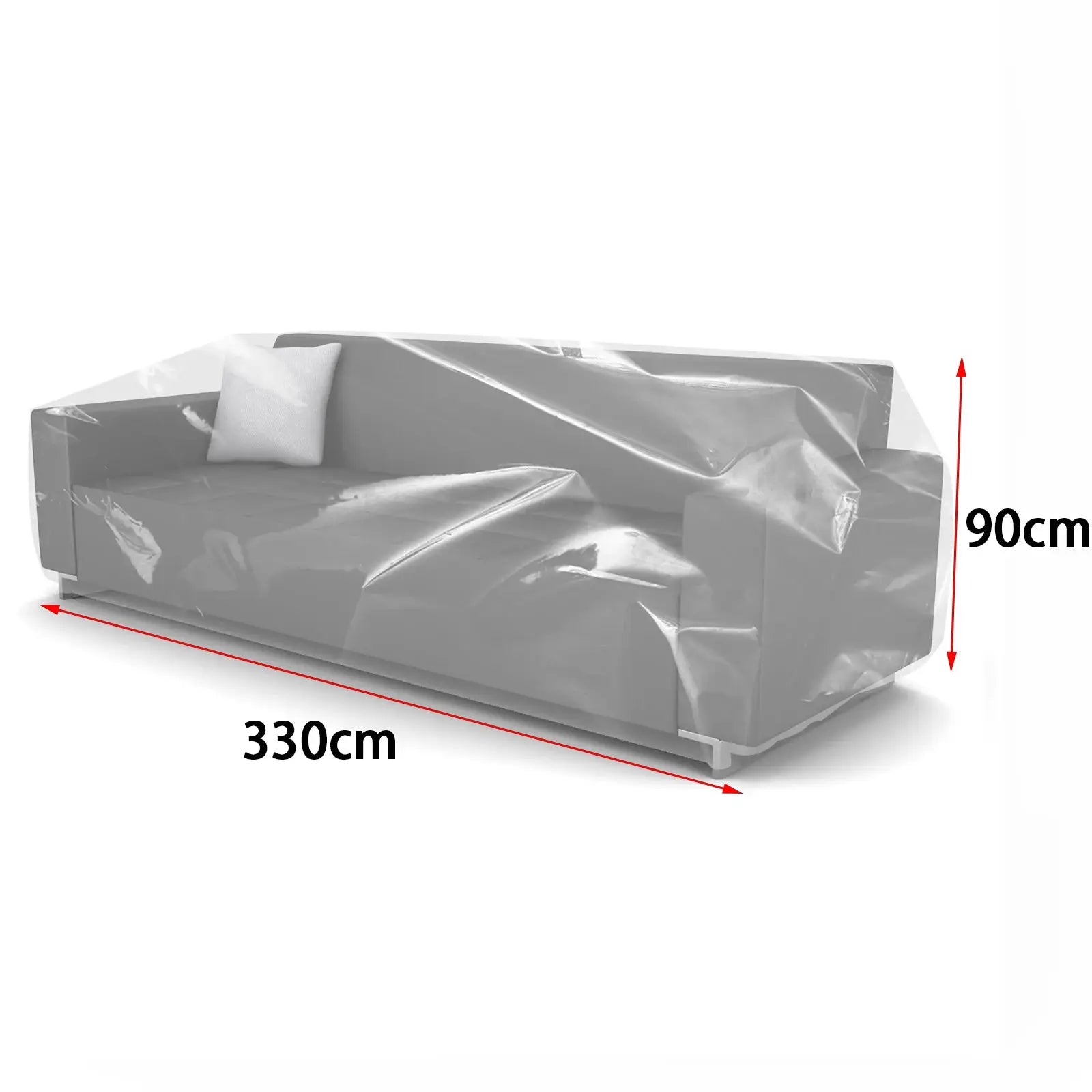 Couch cover by Simples Market, transparent waterproof plastic protector for cats and dogs; 330cm x 90cm.