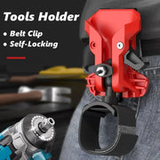 Simples Market red portable drill holder with belt clip; self-locking quick-release tool organizer, 2 items shown.