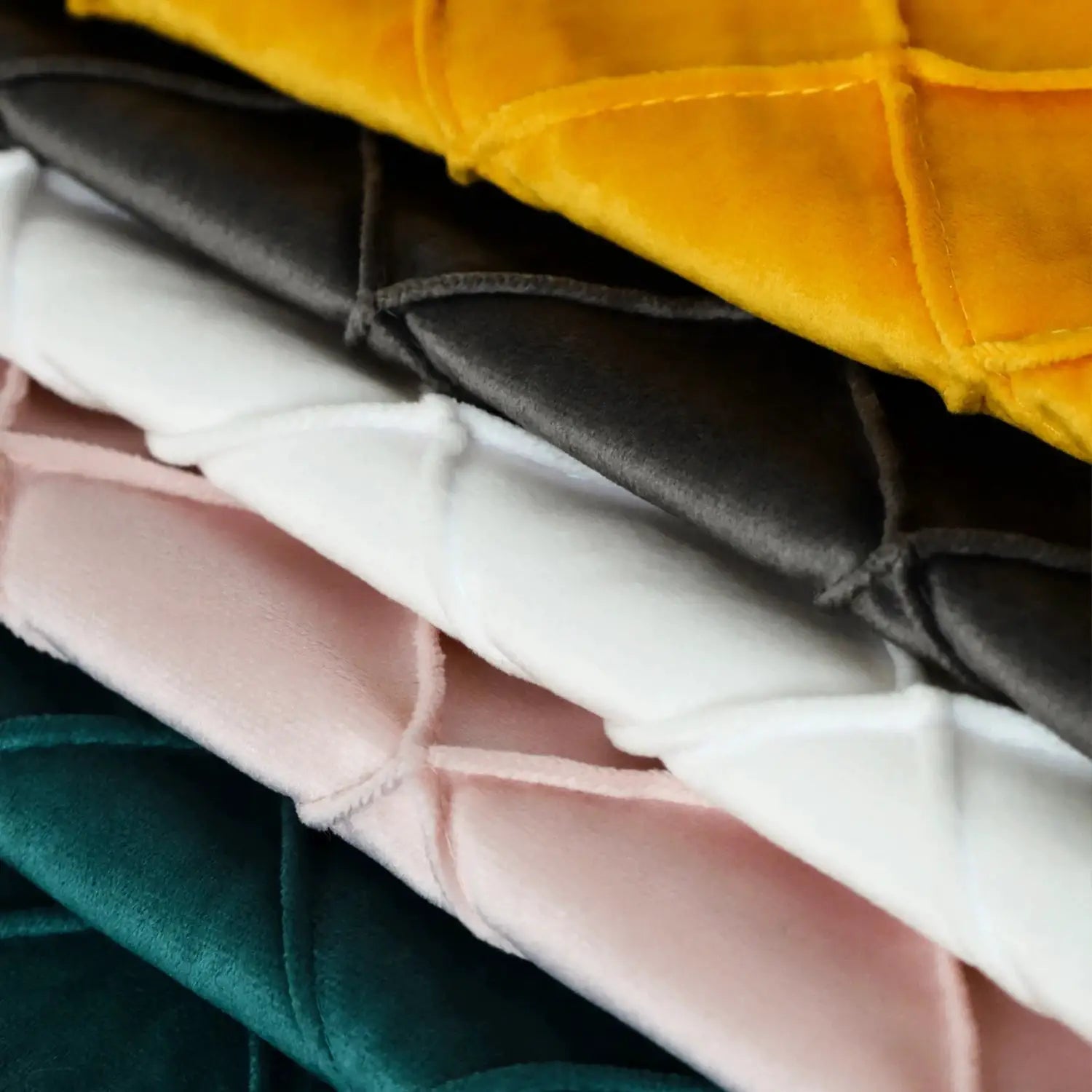 Geometric velvet cushion covers 45x45cm, 5-pack in yellow, charcoal, white, pink and teal