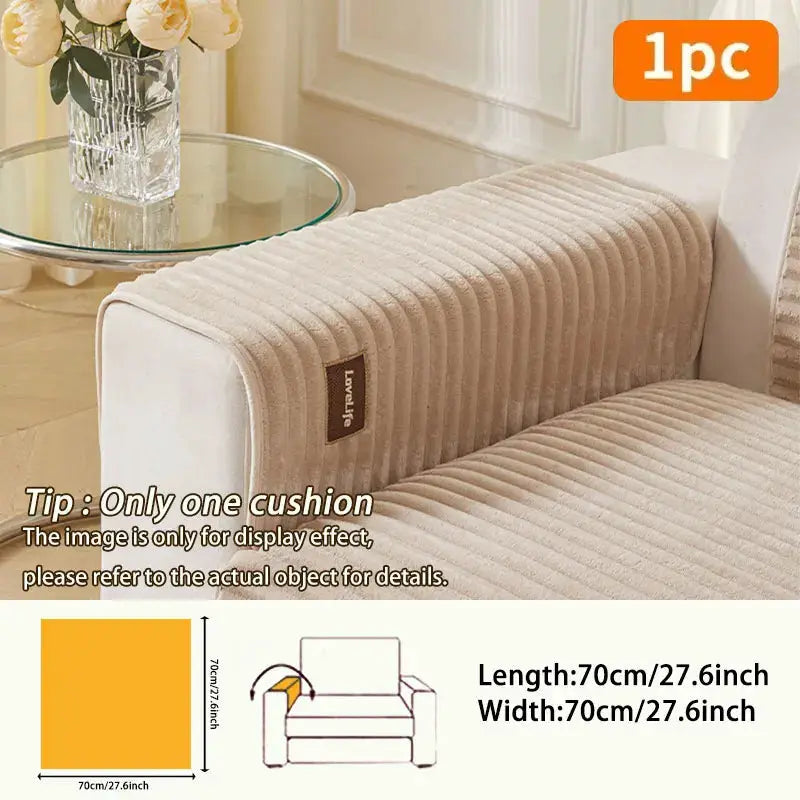 Sofa cushion by Simples Market, beige ribbed fabric, 70x70 cm, anti-slip and dustproof, 1pc