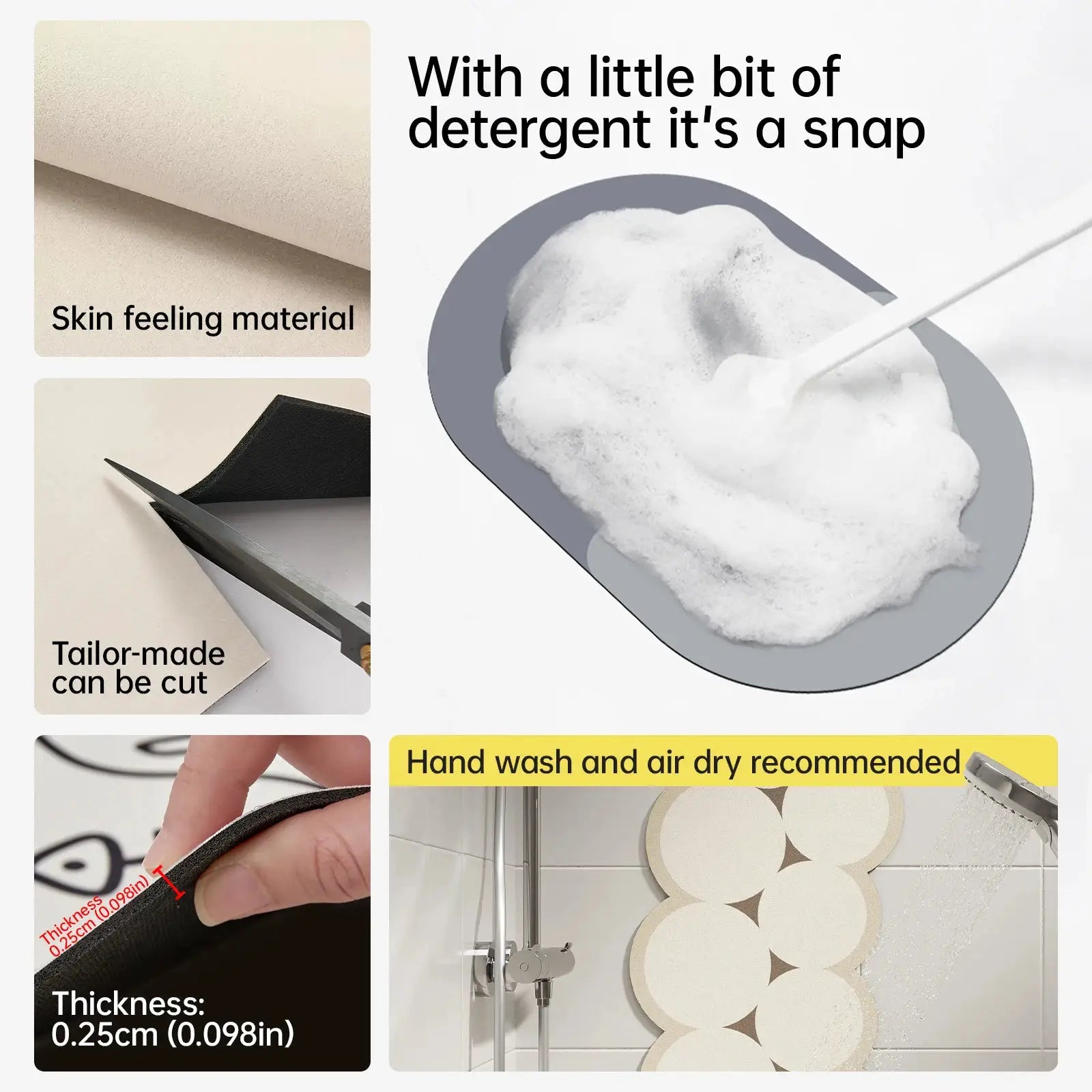 Simples Market rubber bathroom anti-slip floor mat with cartoon pool print, water-absorbent and quick-drying.