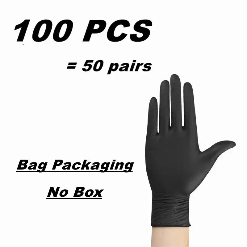 Black nitrile disposable gloves, textured, latex-free, 100 pcs (50 pairs)