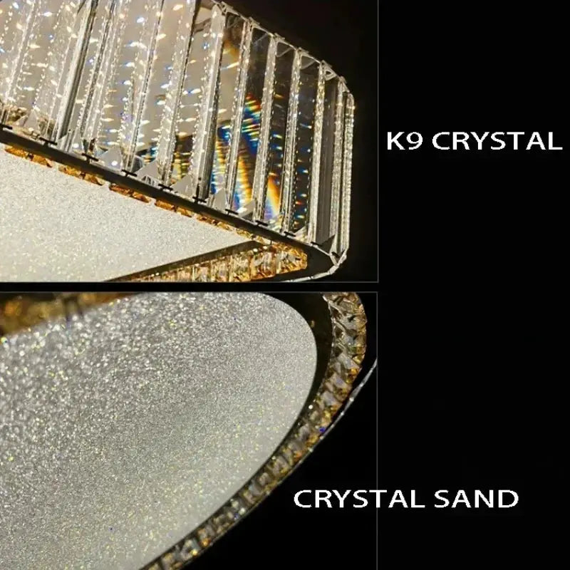 K9 crystal ceiling lamp with crystal-sand finish for a luxurious living room lighting fixture