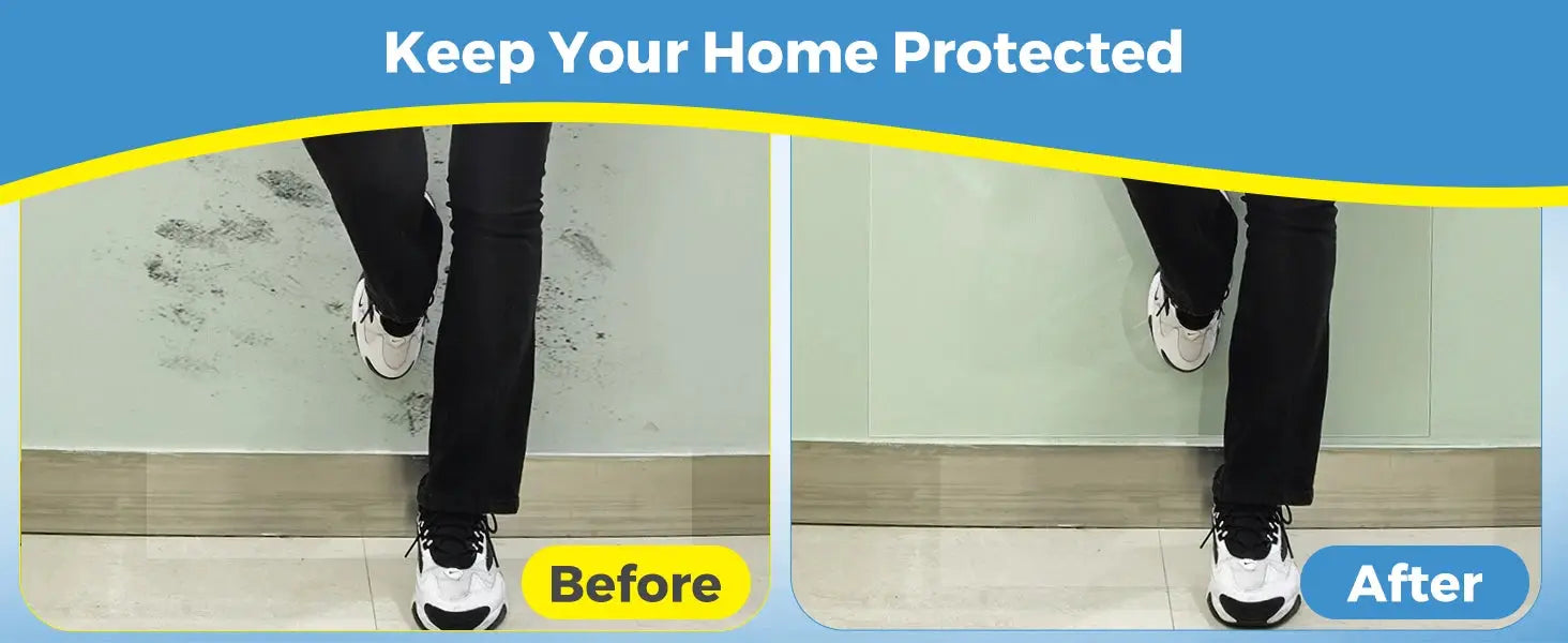 45cm transparent electrostatic adsorption protective film for kitchen walls; oil-proof wall protection shown in before/after panels.