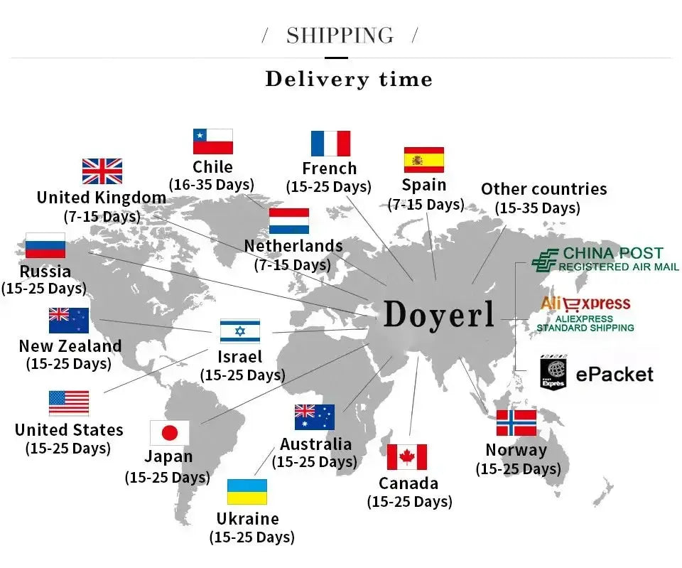 Two piece women's suit by Simples Market shown with a world shipping map, country flags, and delivery times.