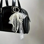 Pearl Lace Bow Pendant For Bags And Car Keys Fashionable High Quality Accessory Elegant Key Chain Pendant
