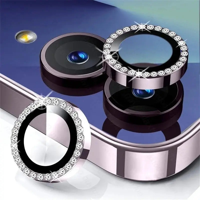 Simples Market set of 3 diamond ring camera protectors for Samsung Galaxy Z Flip7; rhinestone frame, case-friendly