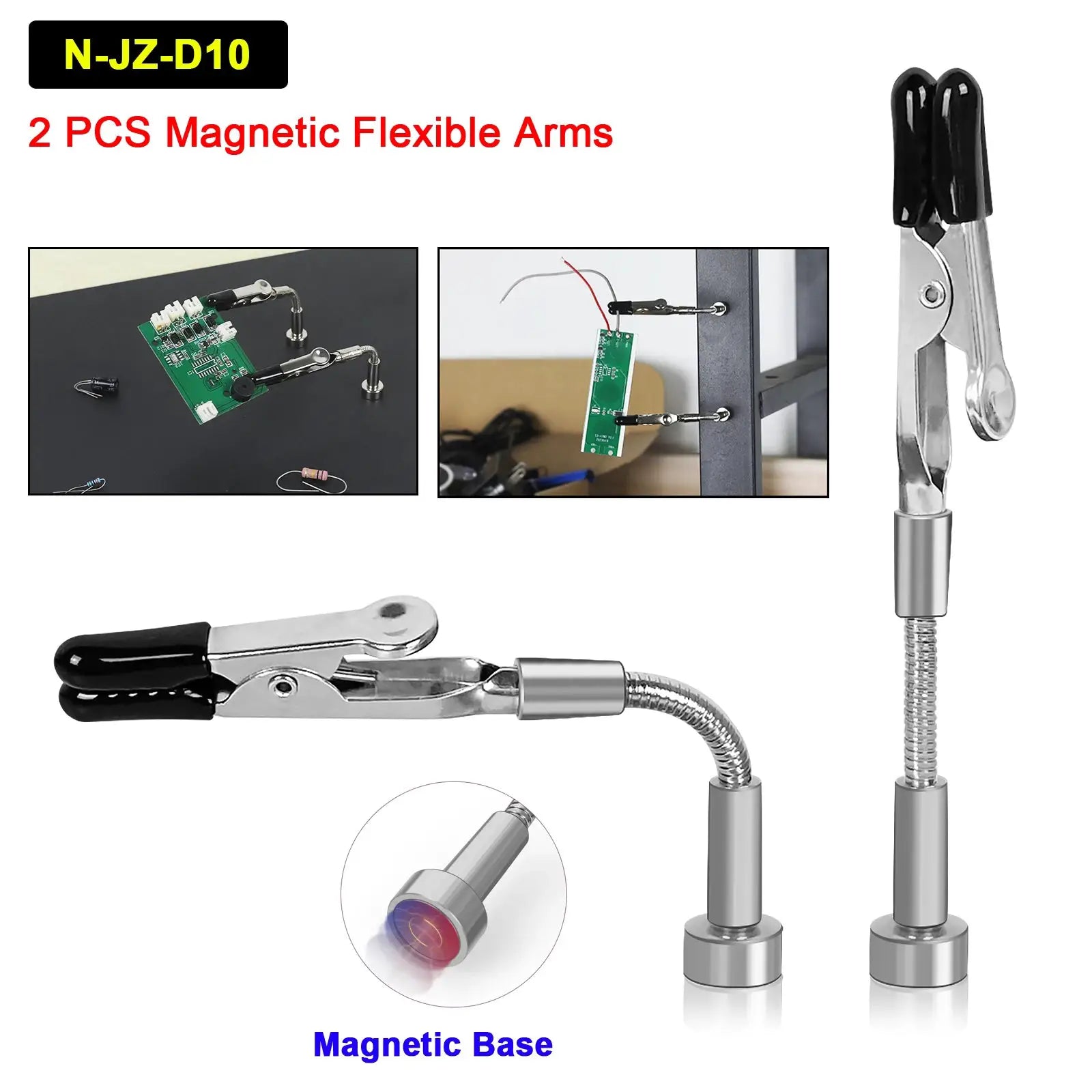 NEWACALOX Magnetic Mini Soldering Arm Holder for PCB Circuit Board with 360 Degree Chuck for Jewelry Making and Repair