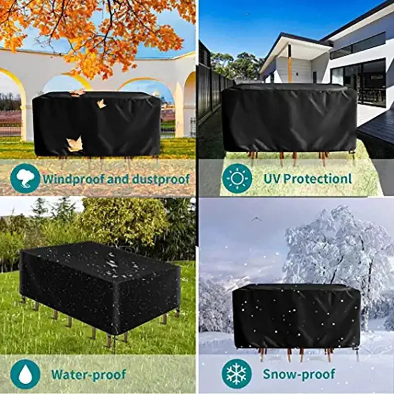 Terrace patio furniture cover by Simples Market, 210D waterproof black outdoor sofa set cover