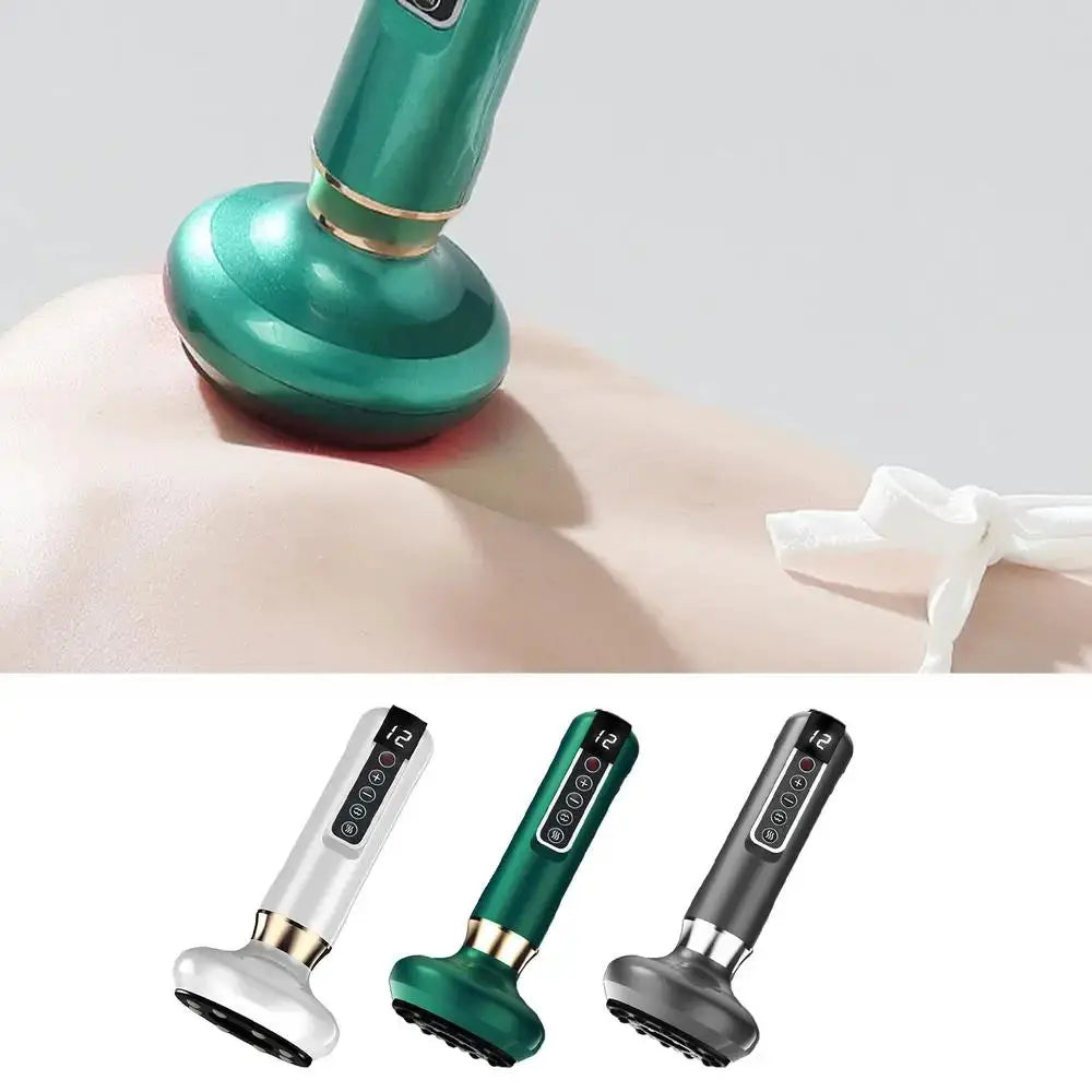 Simples Market handheld anti-cellulite massager with suction cup and hot compress, in white, green, and gray (set of 3)