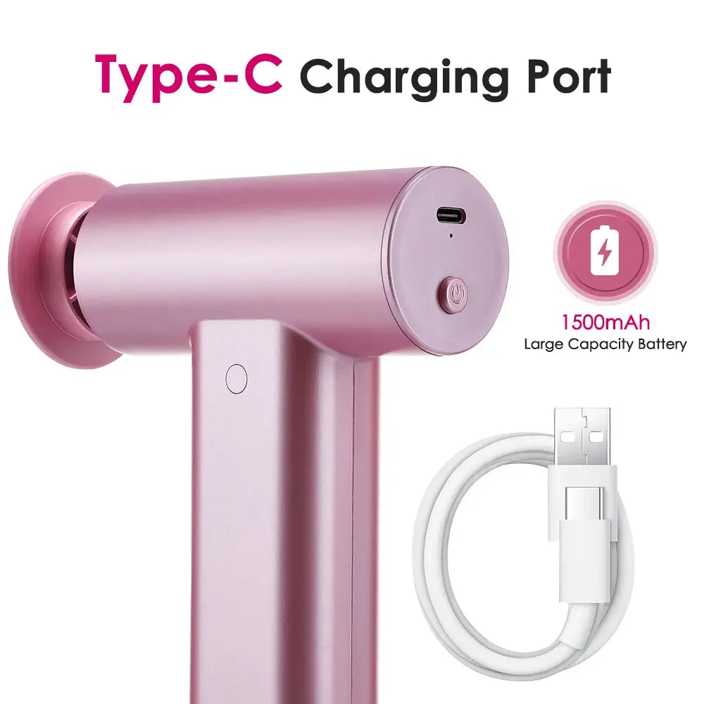 Electric foot callus remover in pink with USB-C charging port and included USB cable, 1500mAh battery
