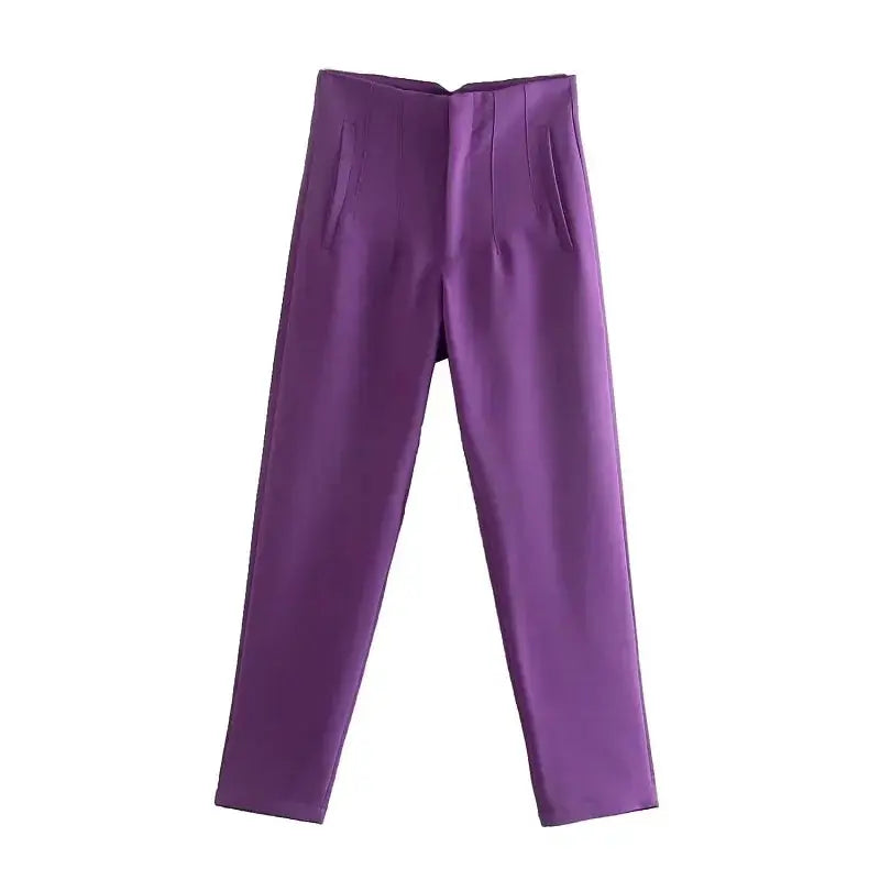 HXAO Ladies High Waist Formal Office Pants Pencil Trousers For Women Black Pink White