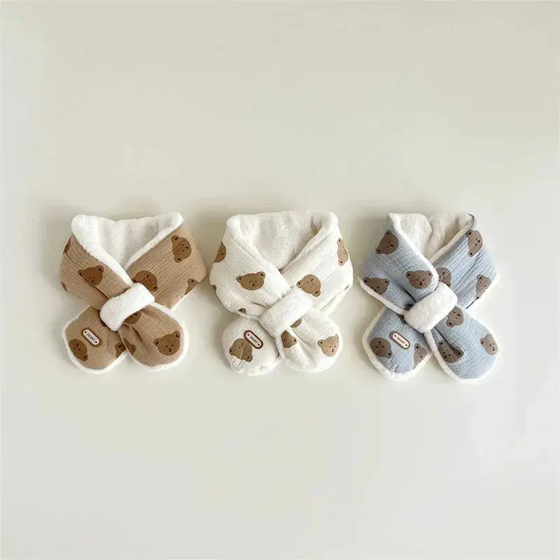 Bear Themed Winter Baby Scarves Warm Fleece Neck Warmer For Kids Ages 1 To 6 Years Boys And Girls Baby Accessories