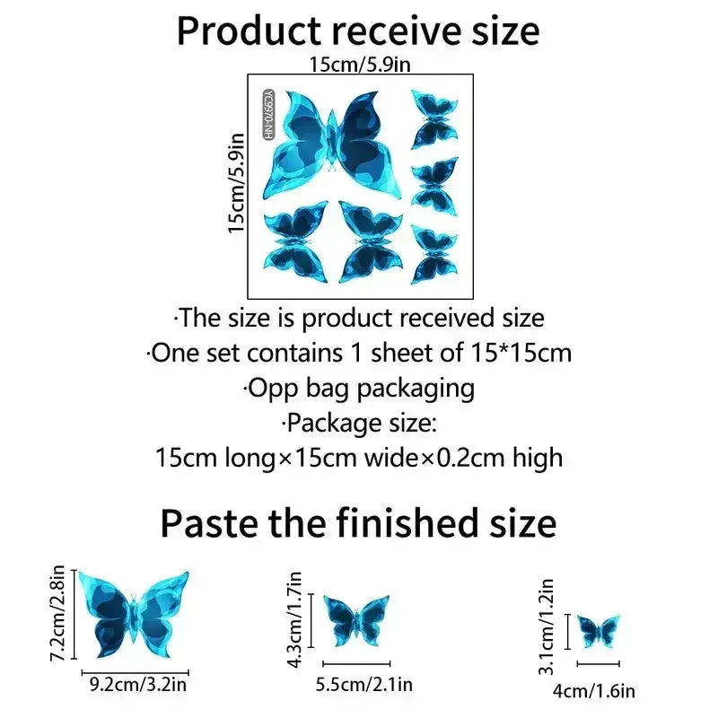 6 Piece Blue Luminous Small Butterfly Switch Stickers Glows In The Dark For Bedroom And Living Room Decor