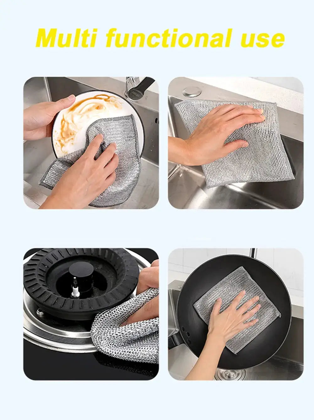 Steel wire cleaning cloths by Simples Market, 2pcs, double-layer non-stick scrubbers for pots and pans