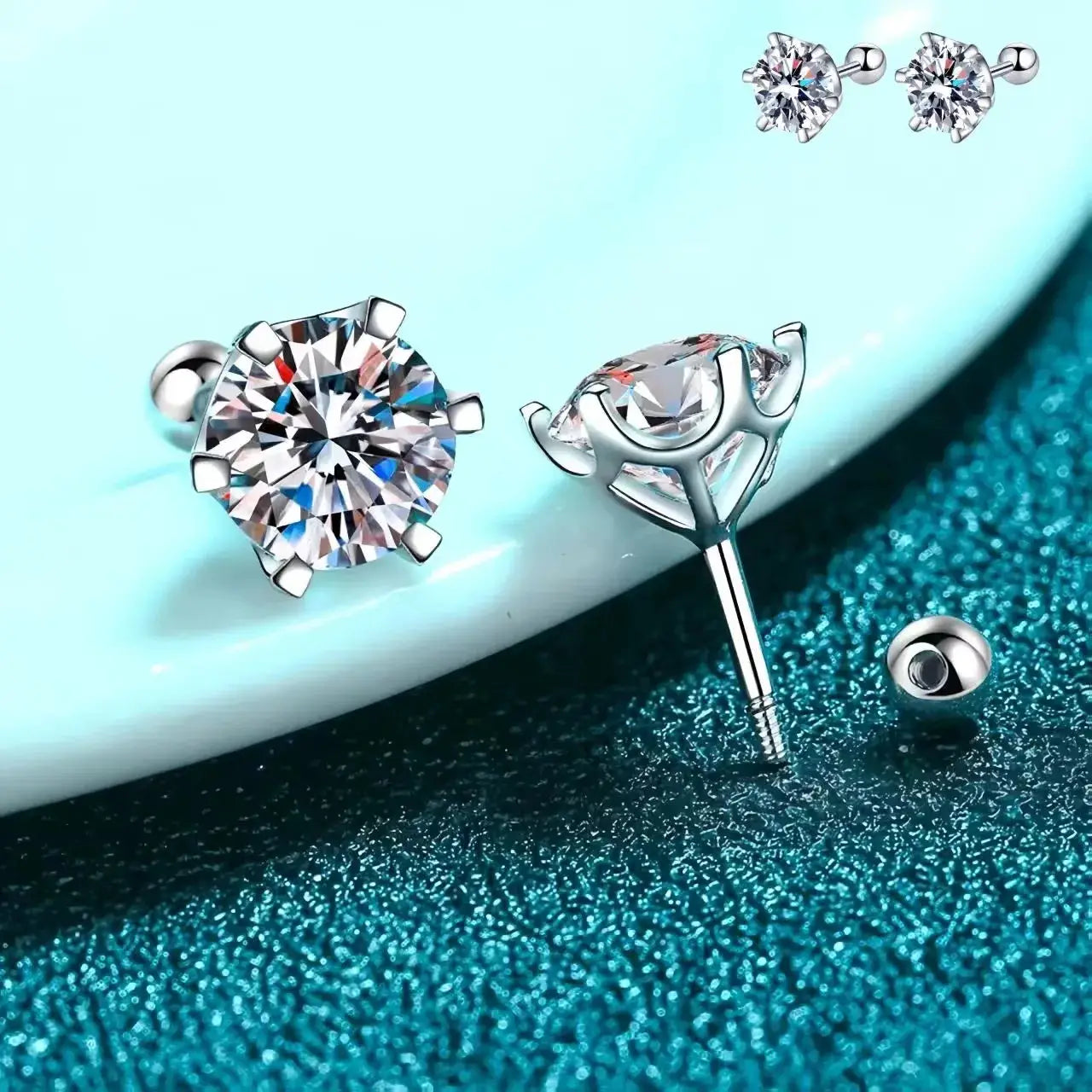 Moissanite Screw Back Stud Earrings D Color 925 Sterling Silver 6 Prong Setting For Women Wedding Fine Jewelry