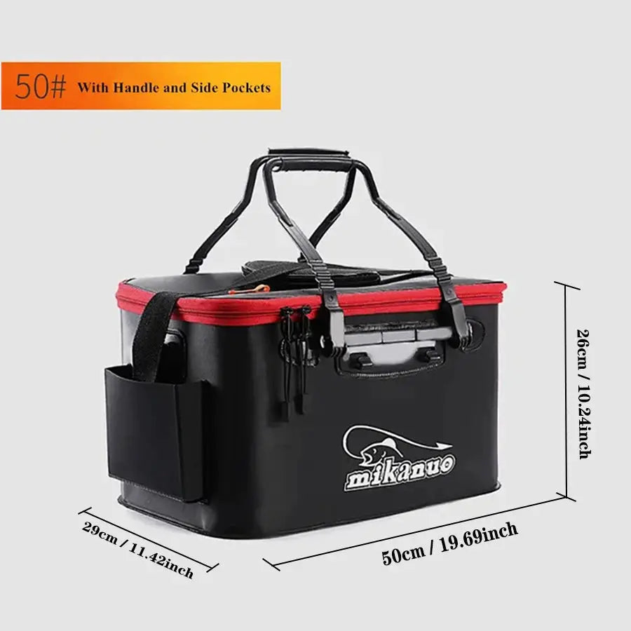 AquaEdge Portable Collapsible Fishing Bag Live Fish Box Water Container And Tackle Organizer For Camping