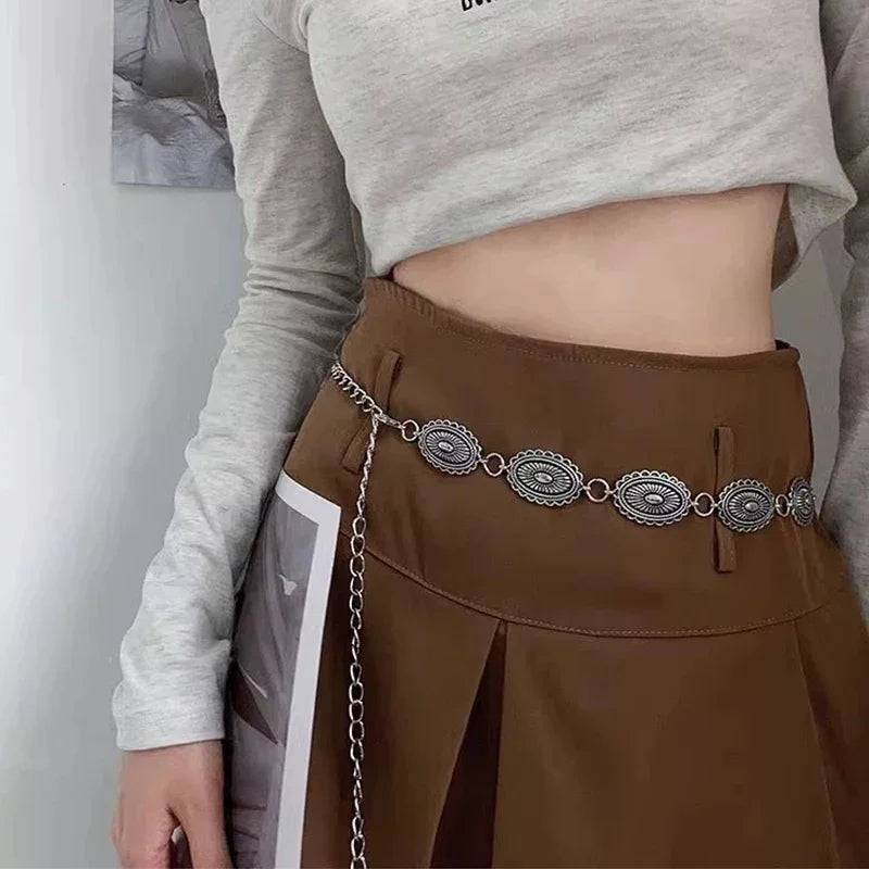 BohoLux Ethnic Waist Chain Belt For Women Bohemian Metal Belt Dress Accessory Retro Look