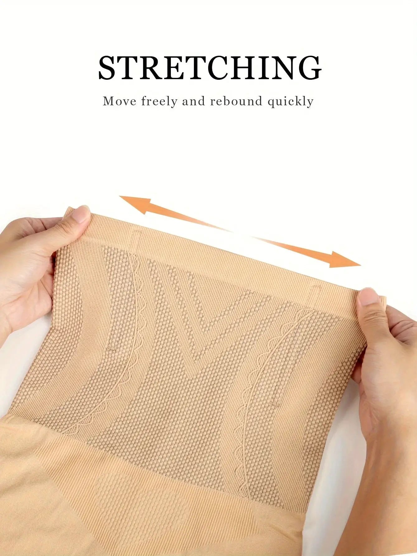 Seamless high-waist tummy-contouring panties in nude beige, 1pc, stretchy fabric