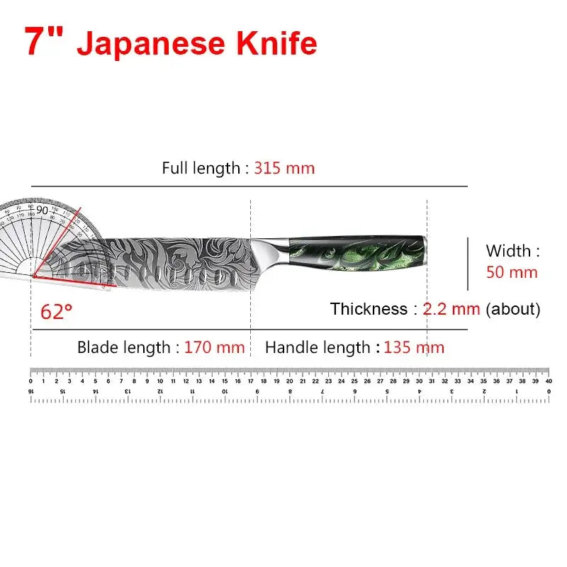 Hikari Japanese Laser Damascus Kitchen Knife Versatile Utility Chef Knife for Meat Fruit Bread Vegetables