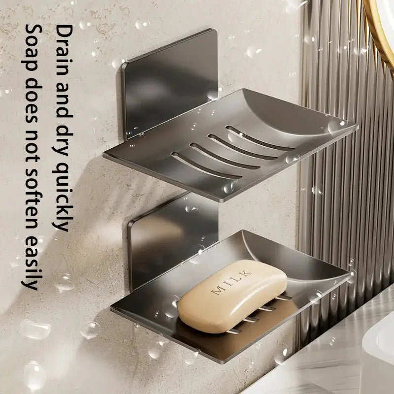 Apex Homeware Carbon Steel Soap Box Wall Mounted Non Perforated Base Rust Resistant Bathroom Soap Holder