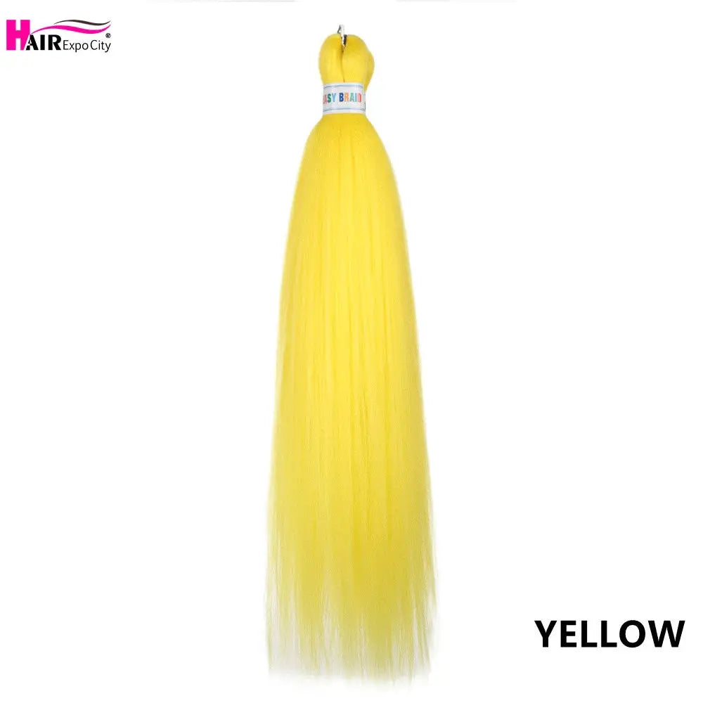 Easy Braids 26-Inch synthetic jumbo braids hair extensions in yellow, pre-stretched by Simples Market