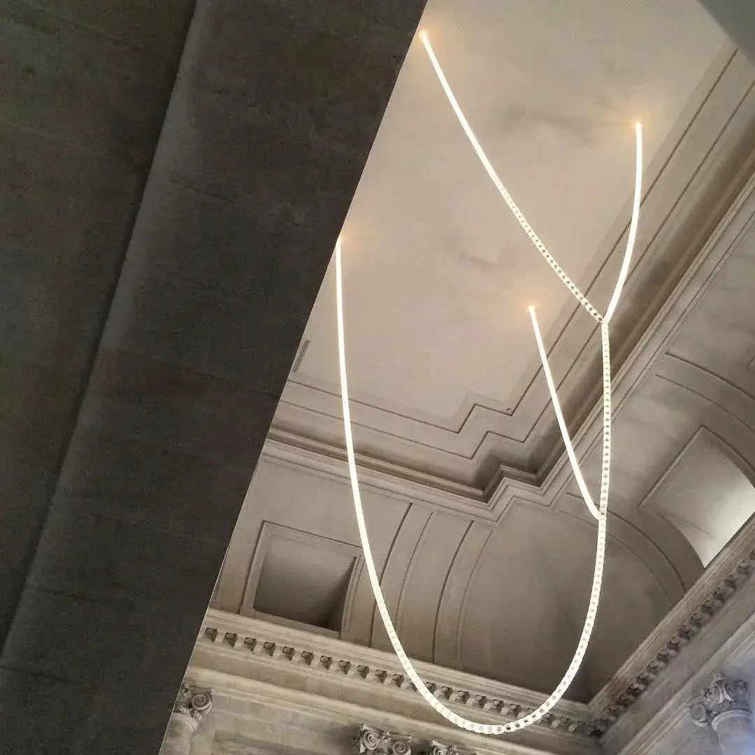 Necklace chandelier ceiling light by Simples Market with multi-strand crystal acrylic beads, adjustable length