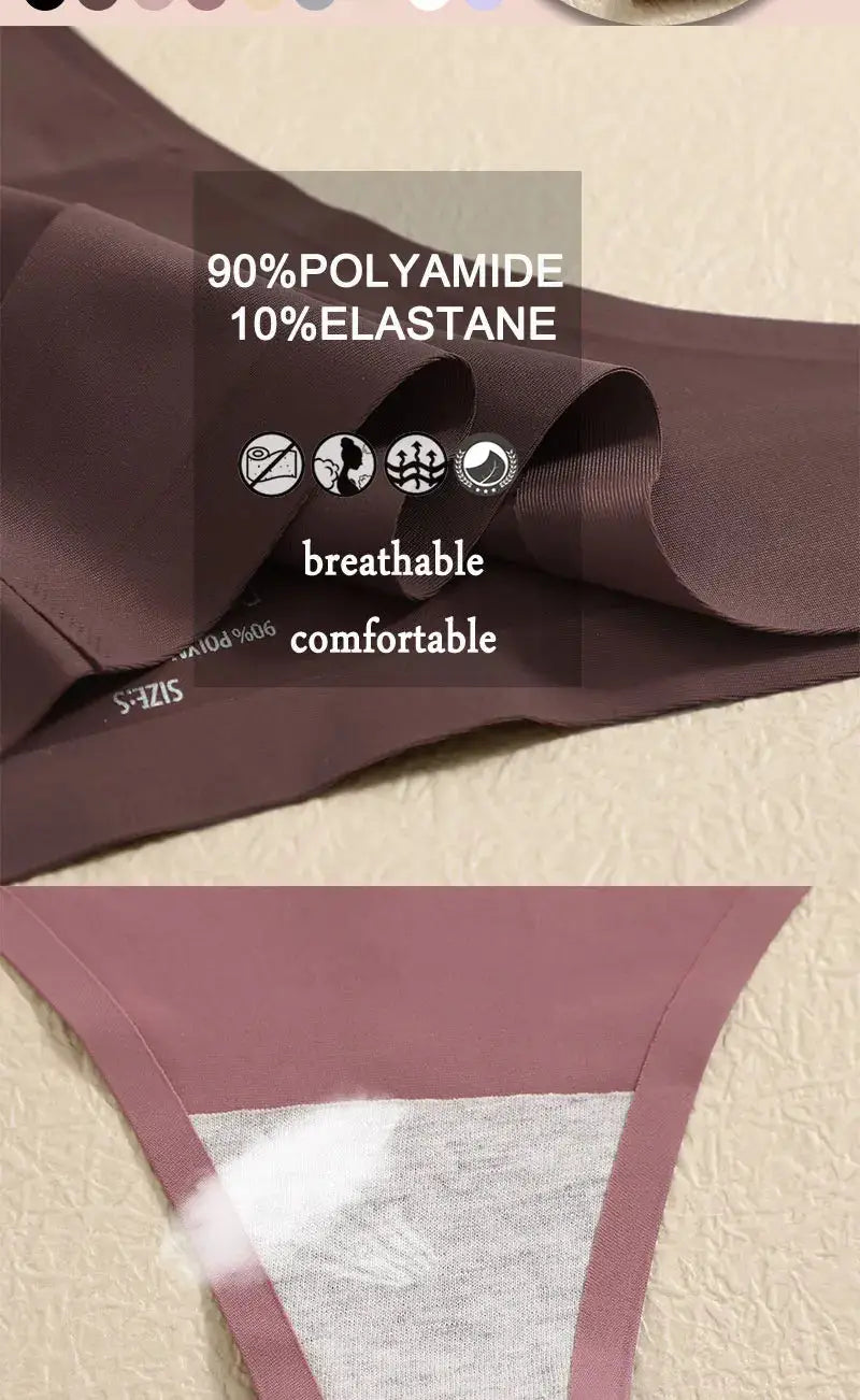 Simples Market 3PCS G-String Set, breathable mauve seamless underwear, polyamide-elastane
