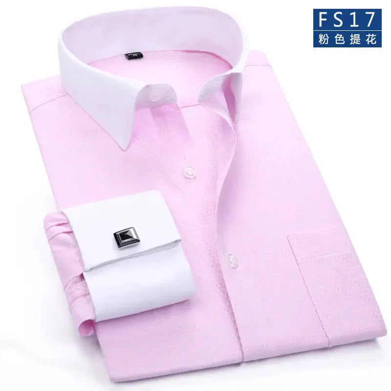 ClassicWear Men's French Cuff Dress Shirt Standard Fit Timeless Formal Style for Office and Weddings