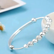 Korean Silver Color Charm Lucky Beads Bangles For Women Fashion Party Wedding Engagement Jewelry Trendy Bracelets