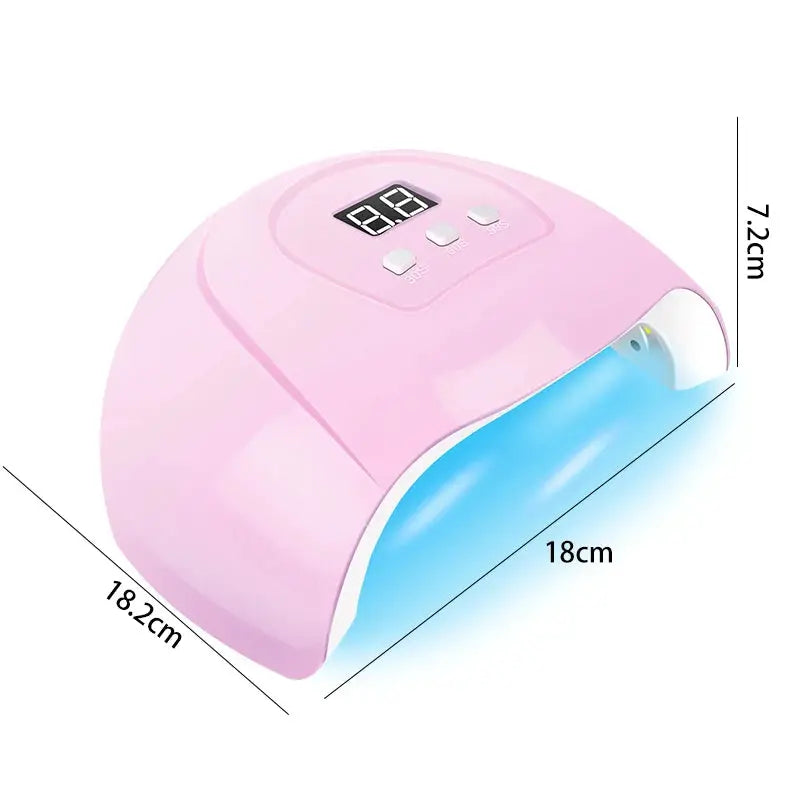 Gel nail lamp in pink with digital display and three control buttons