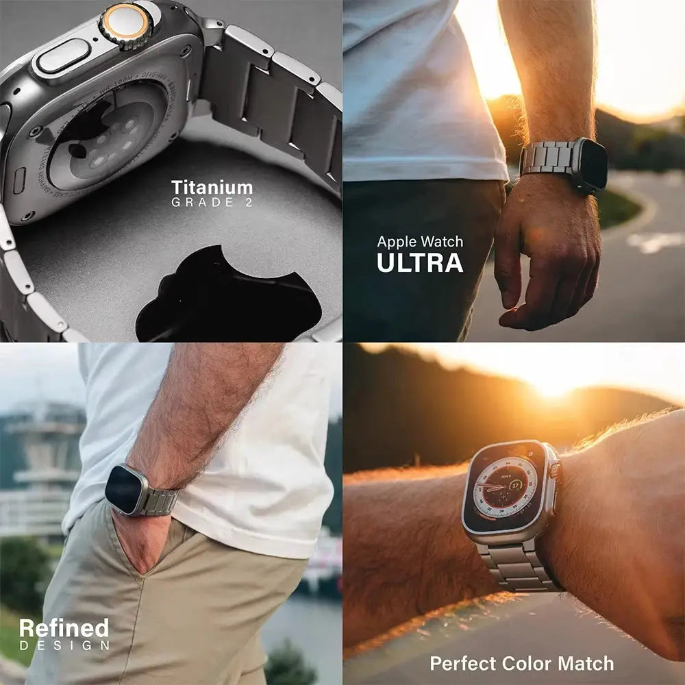 Titanium Business Men Strap for Apple Watch Ultra 2/1 49mm Series 10 9 8 7 6 Luxury Metal Band for iWatch 46mm 45mm 44mm Correa