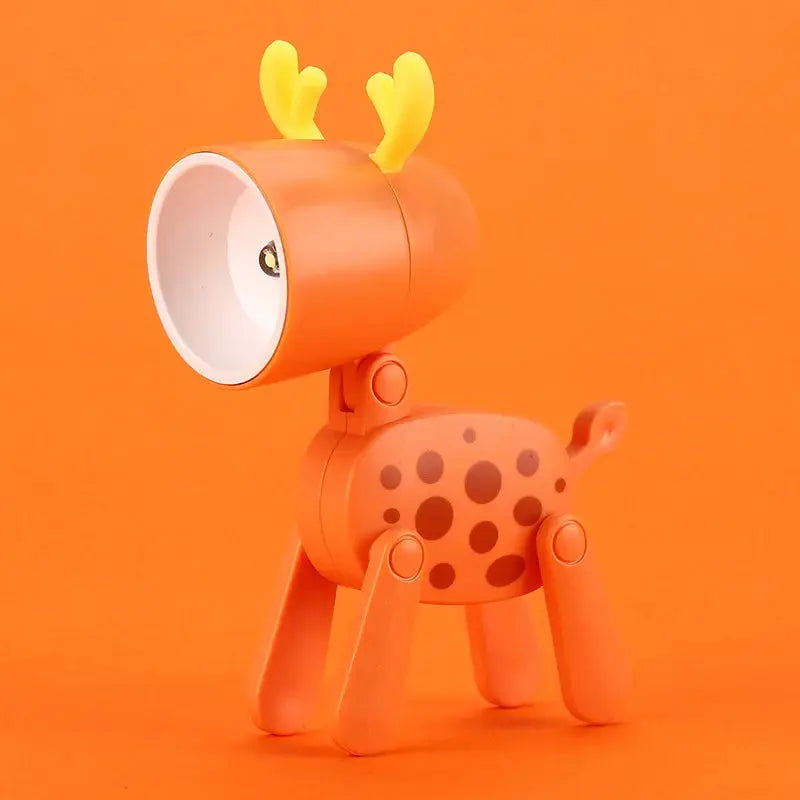 Mini LED night light folding desk lamp, orange deer-shaped with yellow antlers, Simples Market