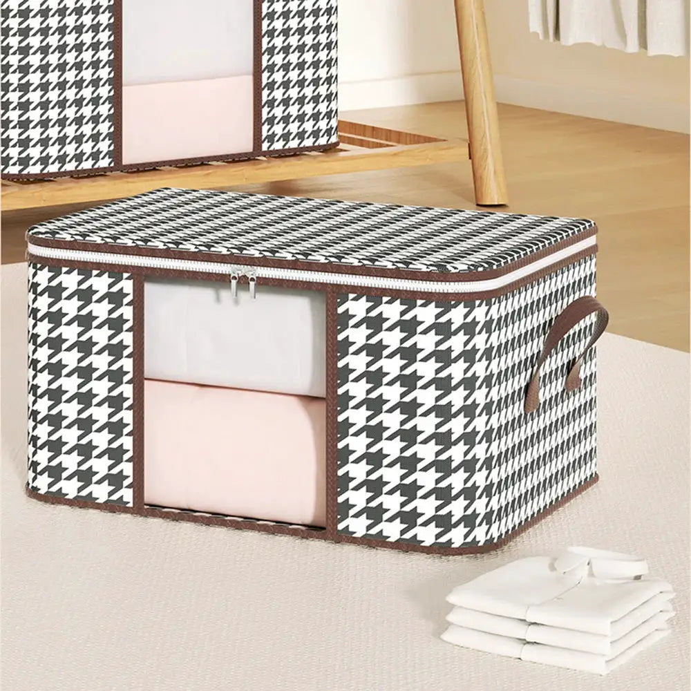 Large Capacity Storage Box Portable Clothes Organizer With Handles Foldable Dustproof Zipper Quilt Container